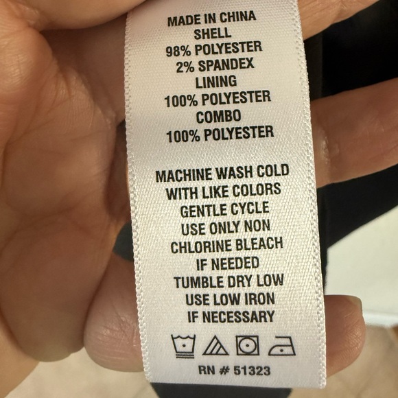 NWT CeCe Black Knee Length Poly Crêpe Tie Neck Dress XL 3/4 Sleeve Office Modest - Picture 9 of 10